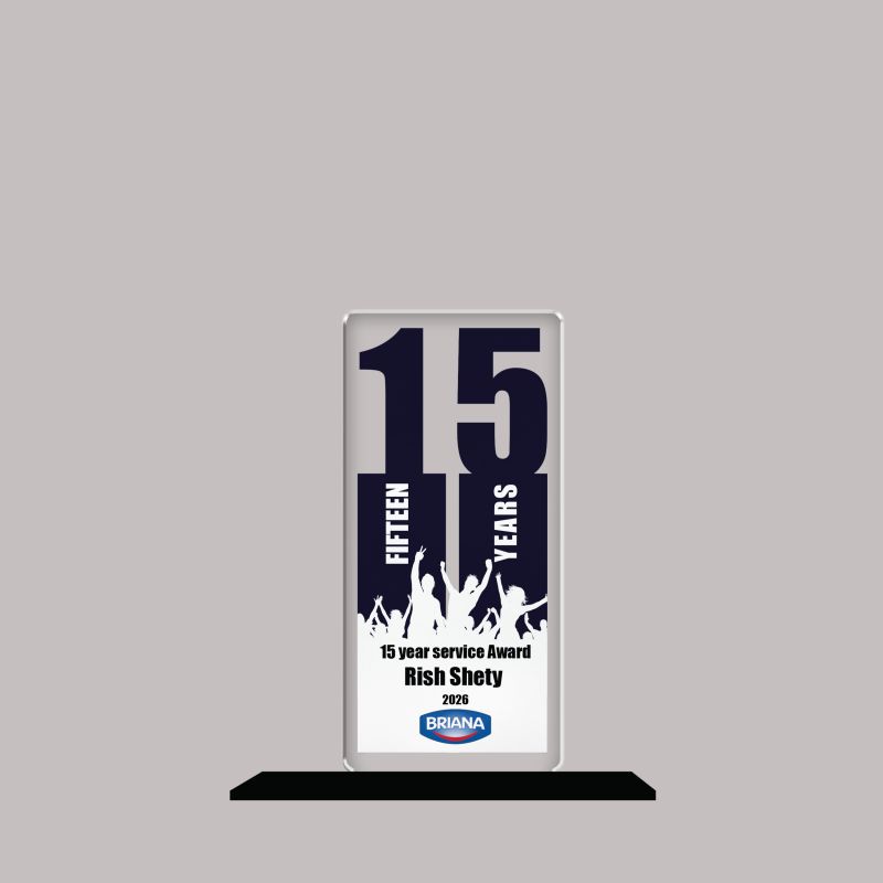 15 Year Service Award Trophy Personalized Acrylic Award Trophy Custom with Name Achievement Award for Employee, Corporate Recognition Thankyou Gift for Employee